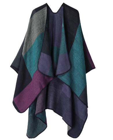 Poncho - Patchwork - Öppen fram - Poncho Cape - Damkläder
