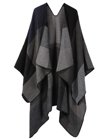 Poncho - Patchwork - Öppen fram - Poncho Cape - Damkläder
