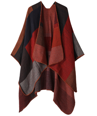Poncho - Patchwork - Öppen fram - Poncho Cape - Damkläder