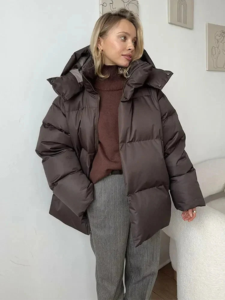 Puffer Coat | Varm | Huva | Dunjacka | Vinterjacka för kvinnor