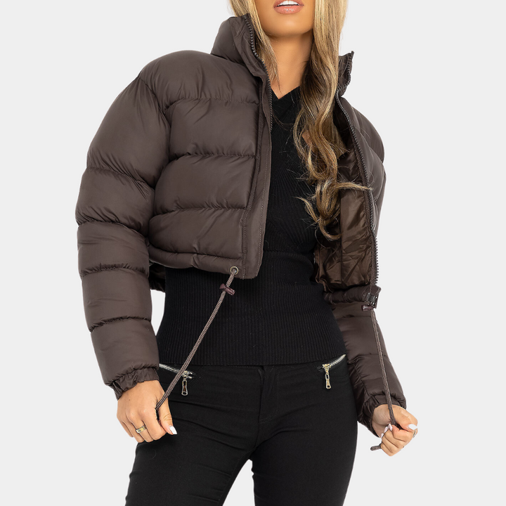 Pufferjacka | Cropped | Ståkrage | Vinterjacka | Dunjackor för damer