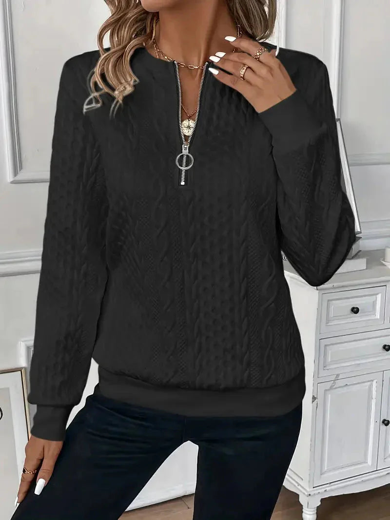 Pullover med halv dragkedja | Regular Fit | Crew   Hals | Pullover med halv dragkedja | Damkläder