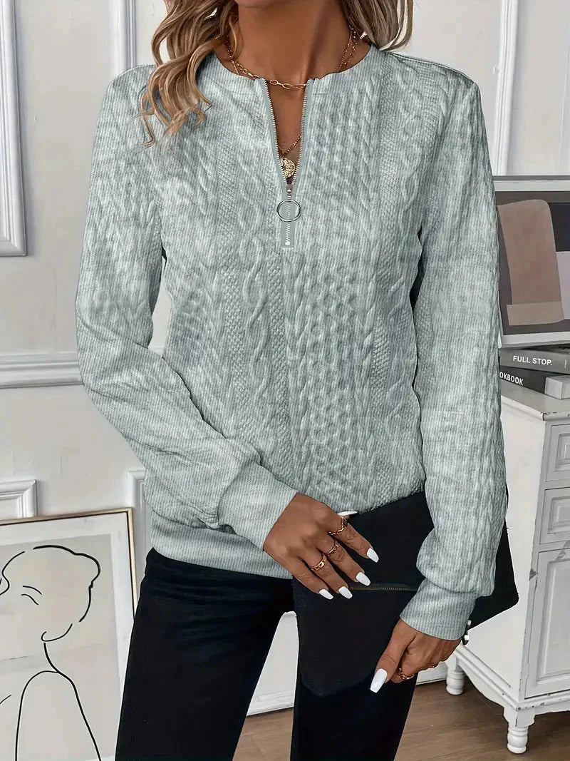 Pullover med halv dragkedja | Regular Fit | Crew   Hals | Pullover med halv dragkedja | Damkläder