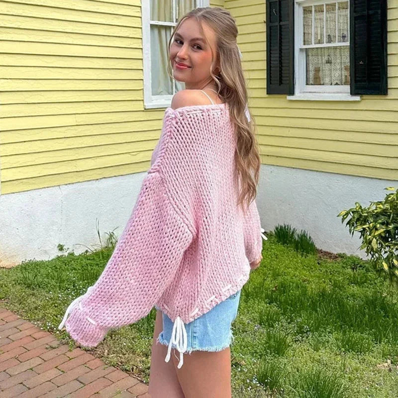 Pullovertröja - Loose Fit - Oversized - Stickad tröja - Damstickat