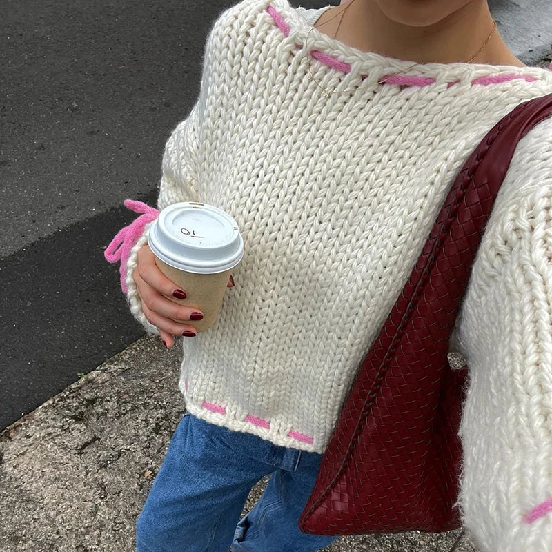 Pullovertröja - Loose Fit - Oversized - Stickad tröja - Damstickat