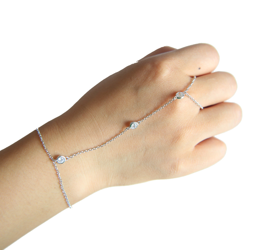 Kedjesmycke | Fingerring Palm Crystal Armband