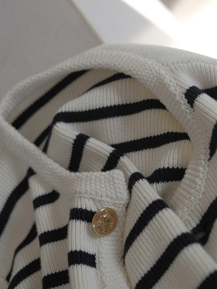 Randig Cardigan | Knäppt | Stickad | Cardiganjacka | Cardigan för Kvinnor