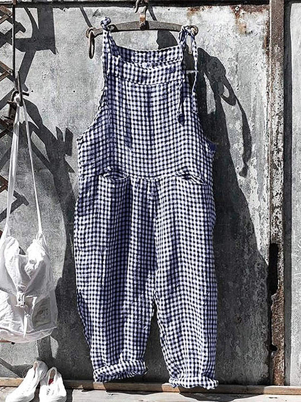 Randig Jumpsuit - Lös passform - Ärmlös - Randig Overall - Dungare Dam
