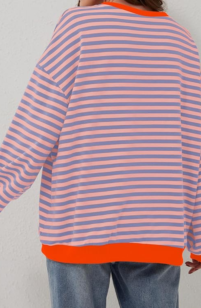 Randig tröja | Långärmad | Pullover | Oversized Sweatshirt | Damkläder