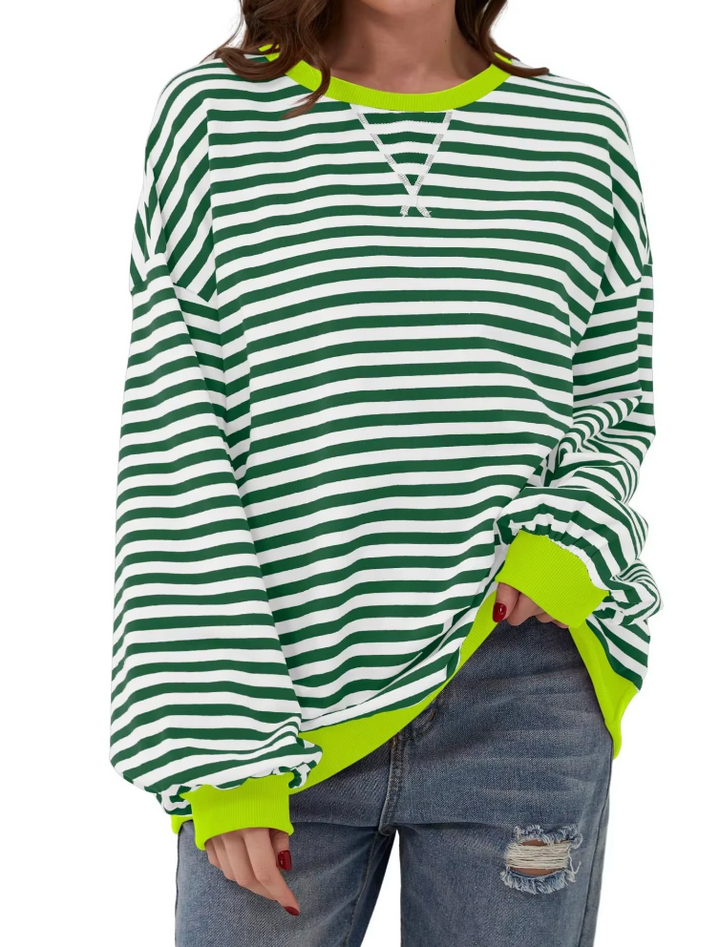 Randig tröja | Långärmad | Pullover | Oversized Sweatshirt | Damkläder