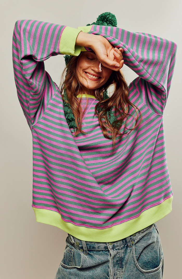 Randig tröja | Långärmad | Pullover | Oversized Sweatshirt | Damkläder