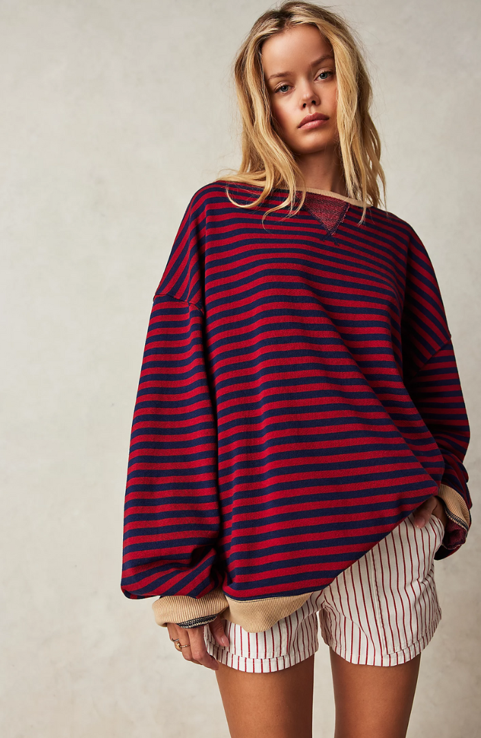 Randig tröja | Långärmad | Pullover | Oversized Sweatshirt | Damkläder