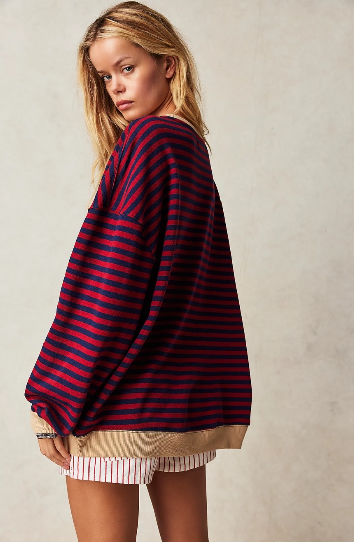 Randig tröja | Långärmad | Pullover | Oversized Sweatshirt | Damkläder