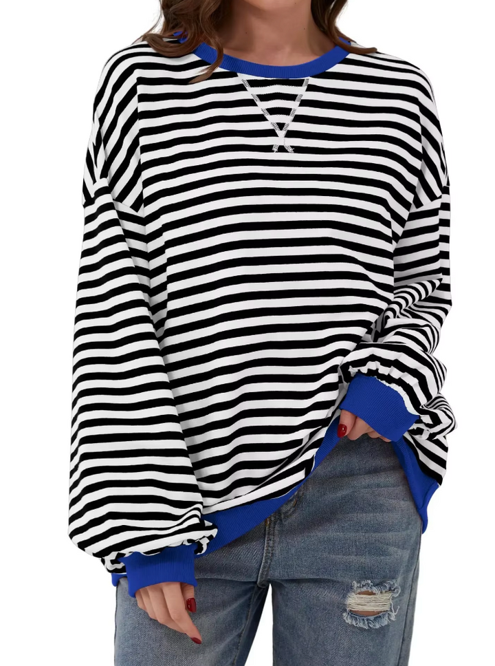 Randig tröja | Långärmad | Pullover | Oversized Sweatshirt | Damkläder