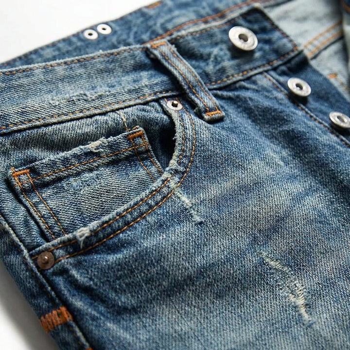 Raka herrjeans med rippade detaljer - Harold