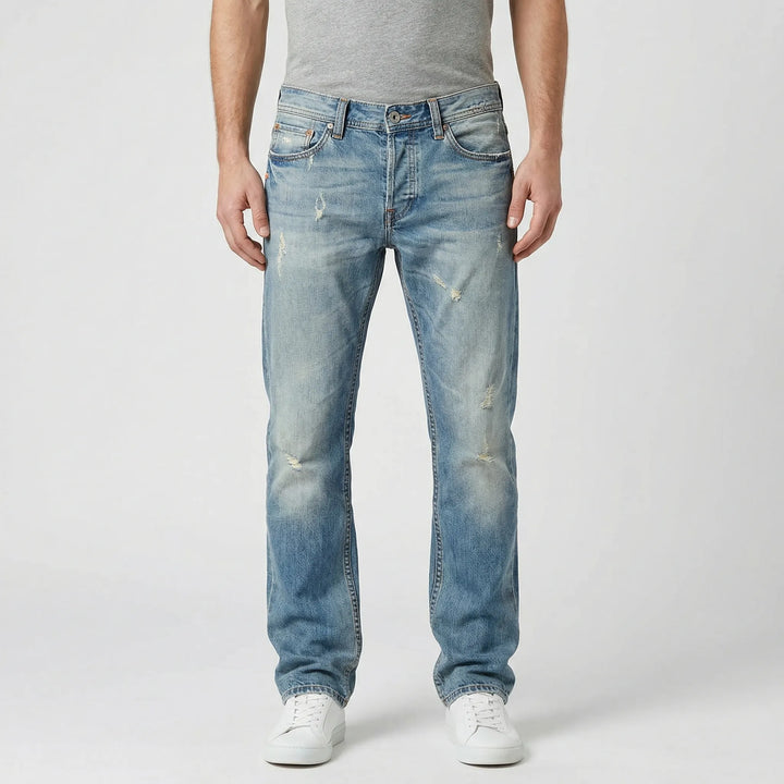 Raka herrjeans med rippade detaljer - Harold