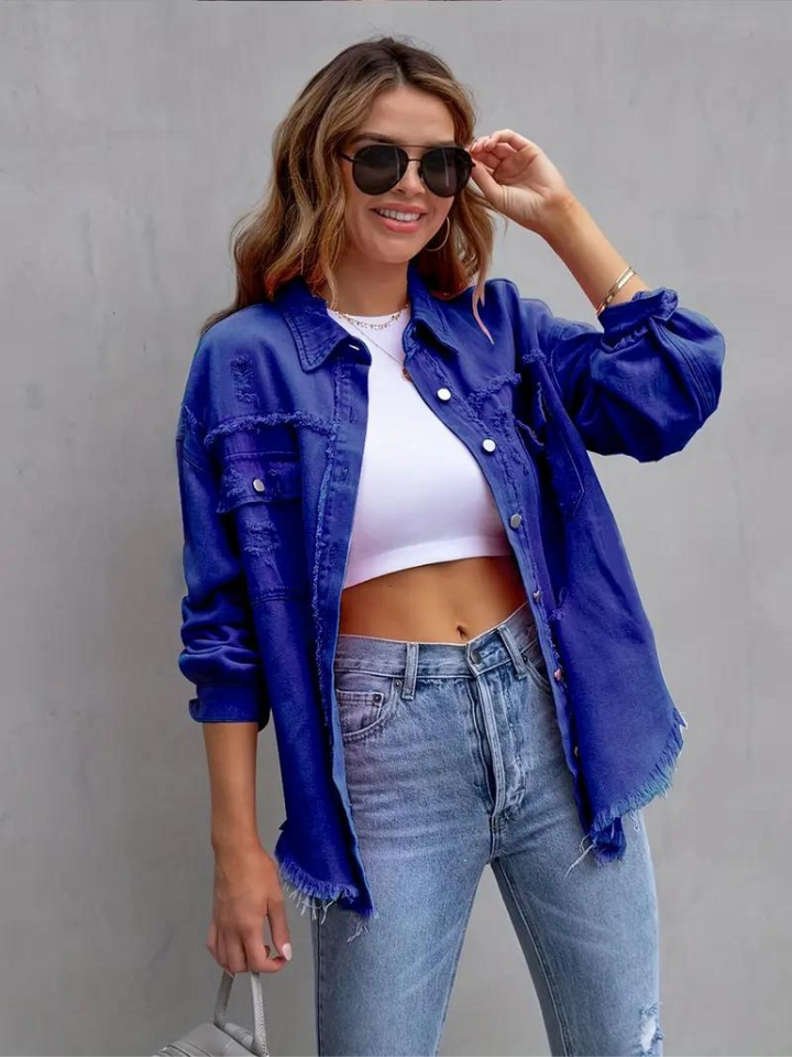 Reese Jeansjacka | Oversized rippad jeansjacka för kvinnor