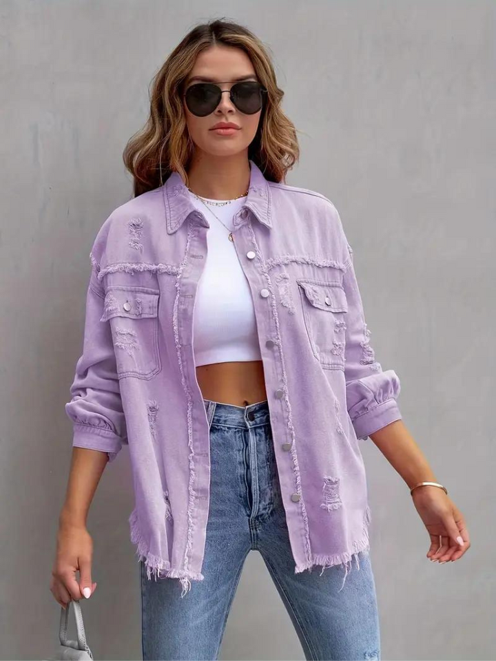 Reese Jeansjacka | Oversized rippad jeansjacka för kvinnor