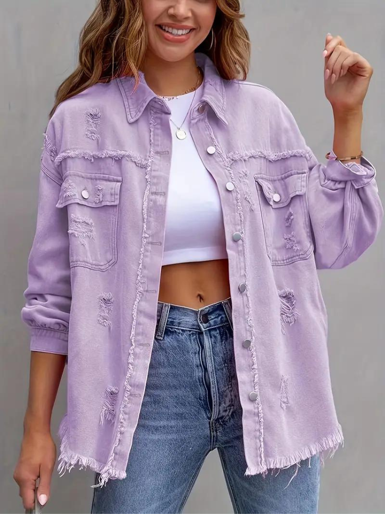 Reese Jeansjacka | Oversized rippad jeansjacka för kvinnor