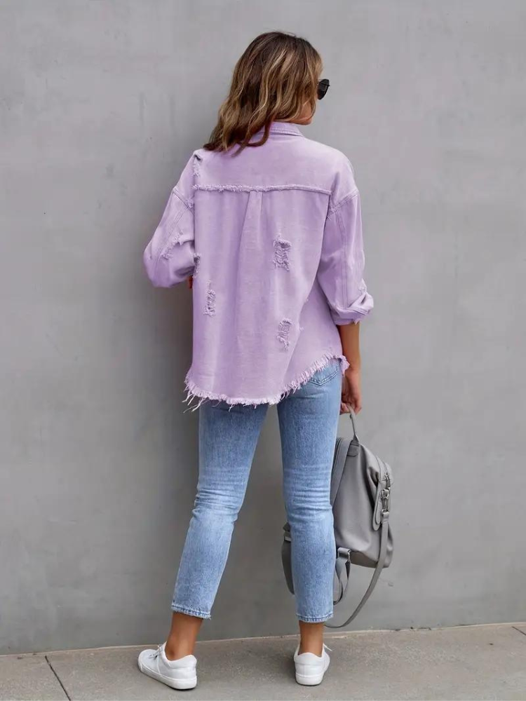 Reese Jeansjacka | Oversized rippad jeansjacka för kvinnor
