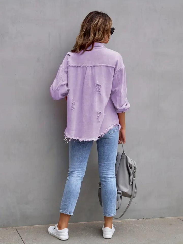 Reese Jeansjacka | Oversized rippad jeansjacka för kvinnor