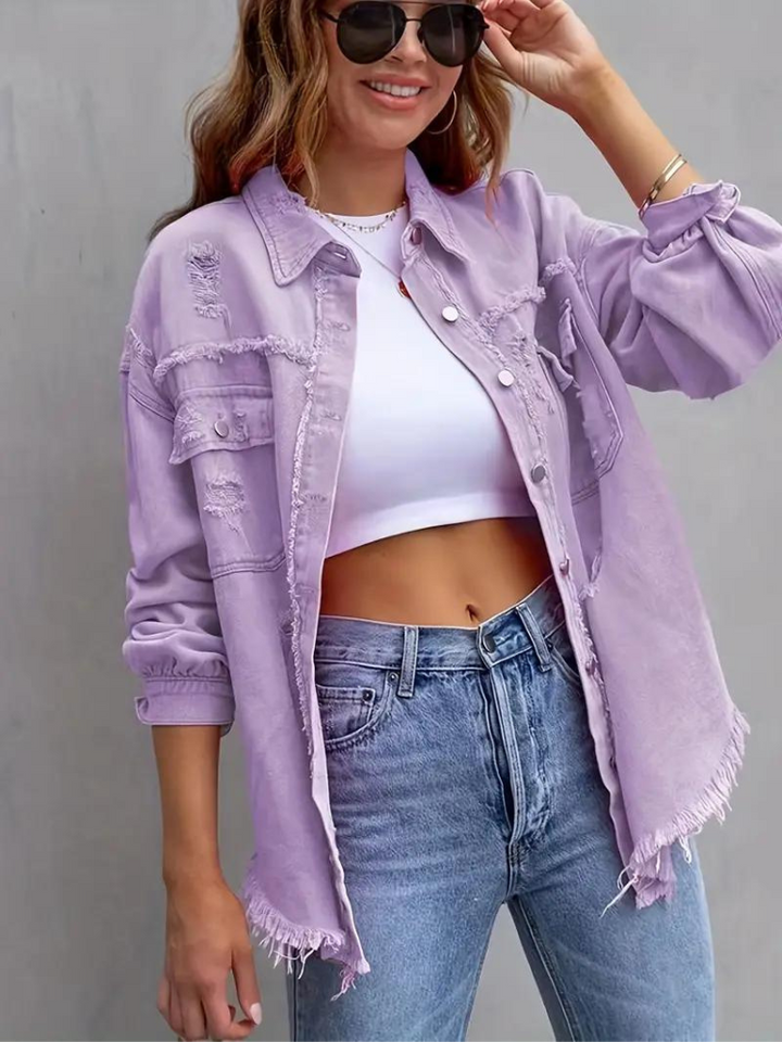 Reese Jeansjacka | Oversized rippad jeansjacka för kvinnor