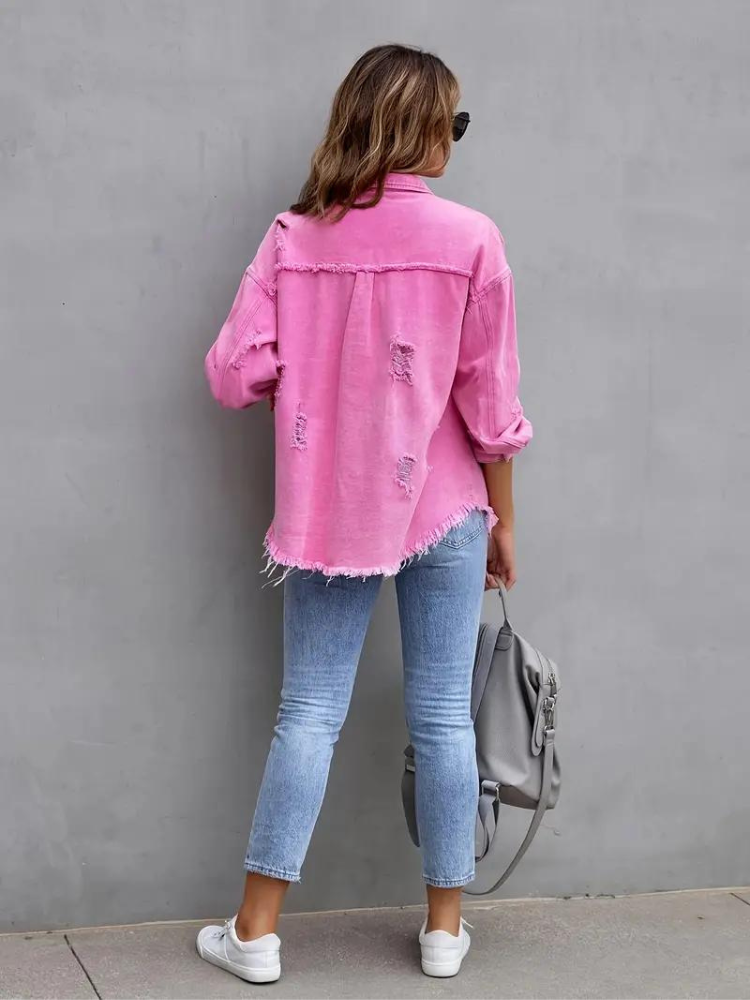 Reese Jeansjacka | Oversized rippad jeansjacka för kvinnor
