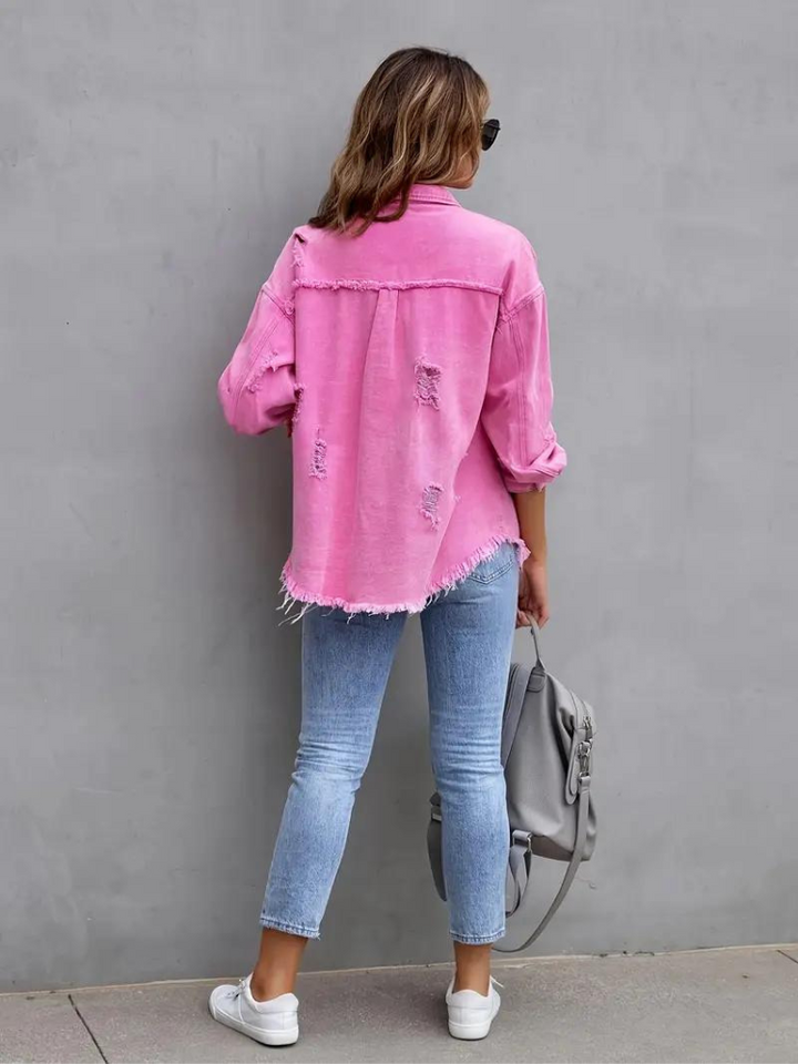 Reese Jeansjacka | Oversized rippad jeansjacka för kvinnor