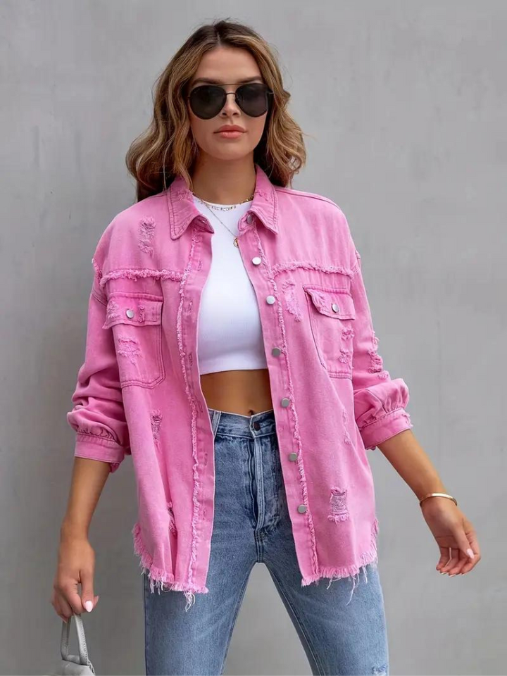 Reese Jeansjacka | Oversized rippad jeansjacka för kvinnor
