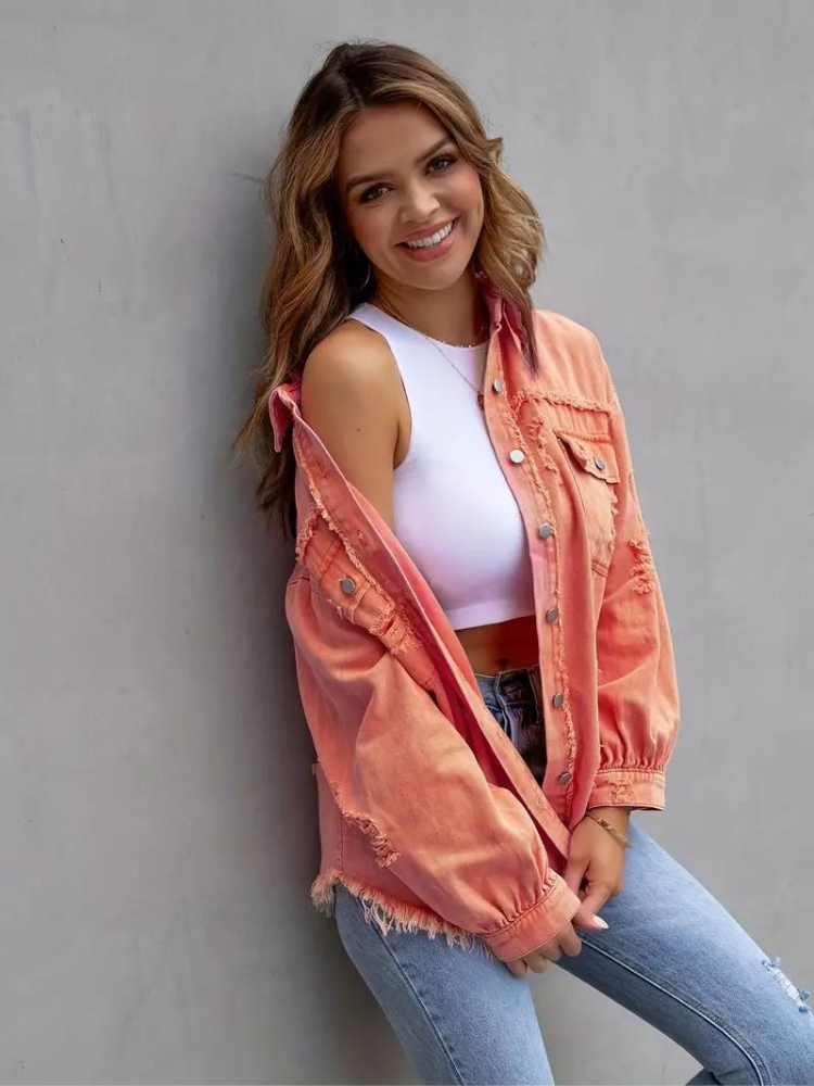 Reese Jeansjacka | Oversized rippad jeansjacka för kvinnor