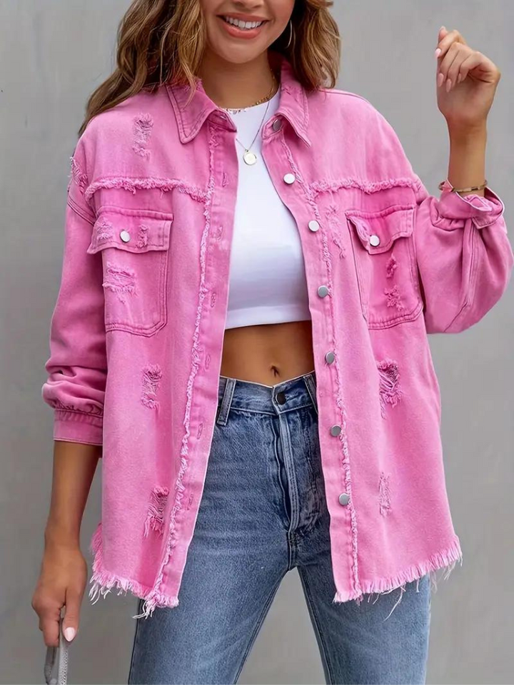 Reese Jeansjacka | Oversized rippad jeansjacka för kvinnor