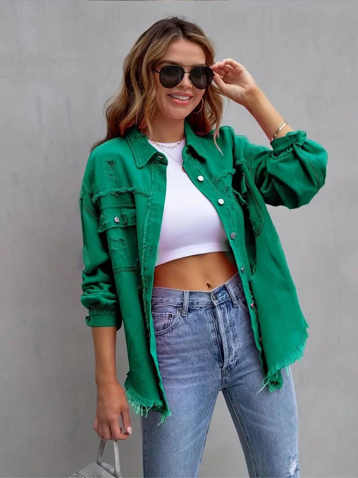 Reese Jeansjacka | Oversized rippad jeansjacka för kvinnor