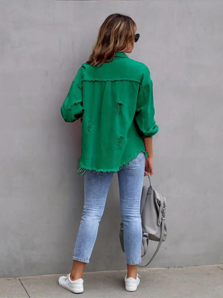 Reese Jeansjacka | Oversized rippad jeansjacka för kvinnor