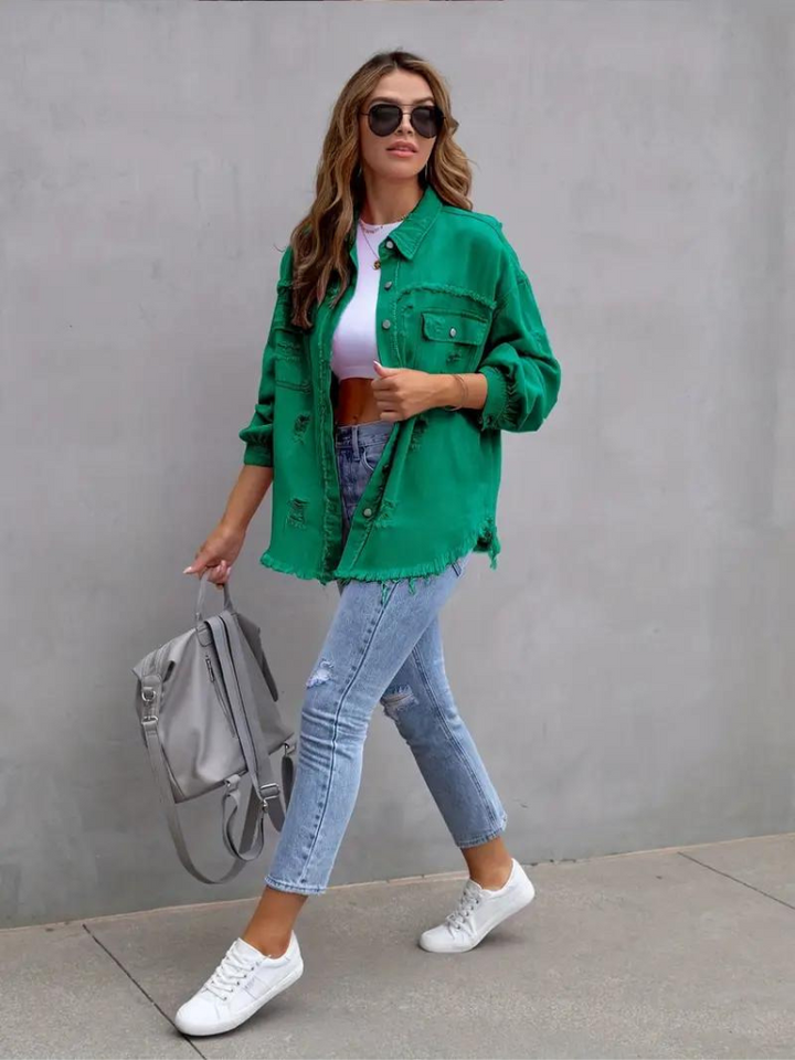 Reese Jeansjacka | Oversized rippad jeansjacka för kvinnor