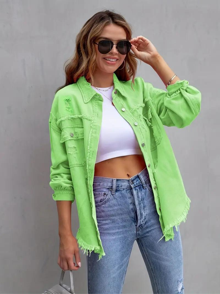 Reese Jeansjacka | Oversized rippad jeansjacka för kvinnor