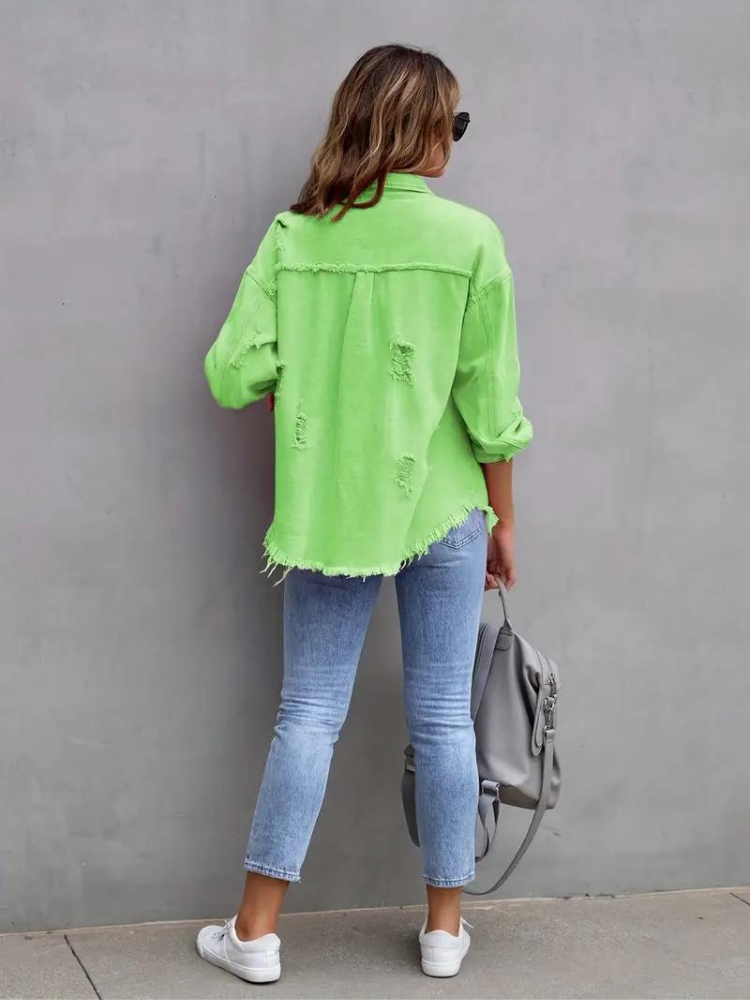 Reese Jeansjacka | Oversized rippad jeansjacka för kvinnor
