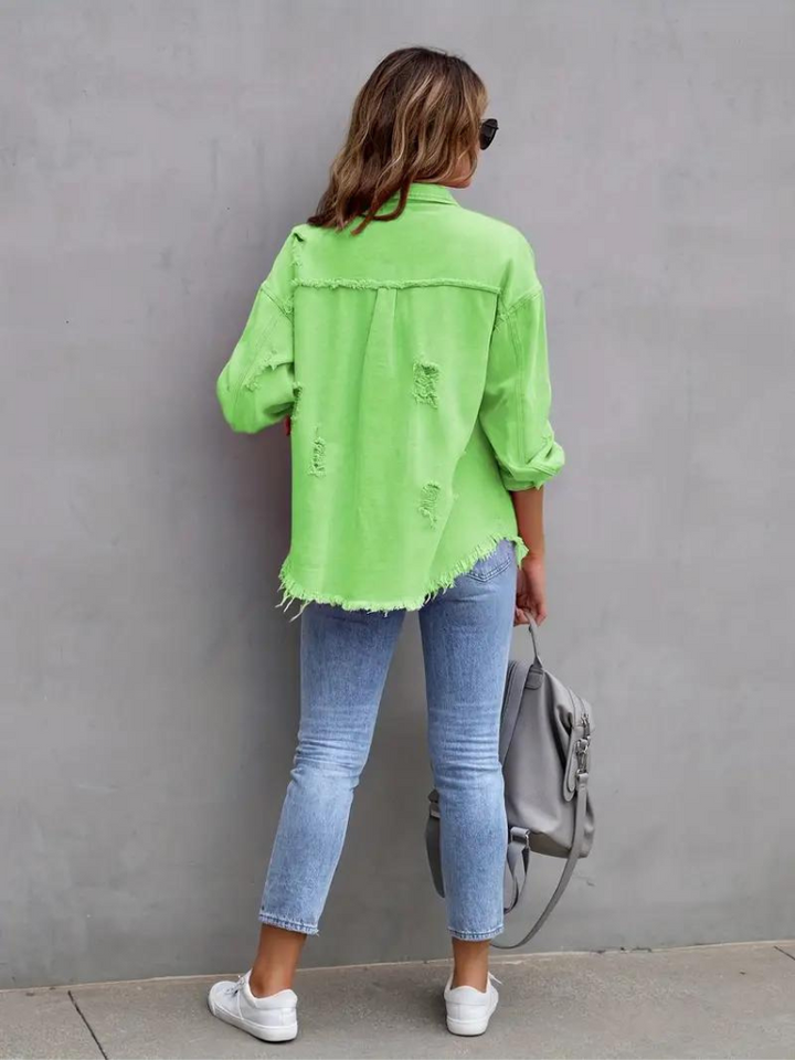 Reese Jeansjacka | Oversized rippad jeansjacka för kvinnor