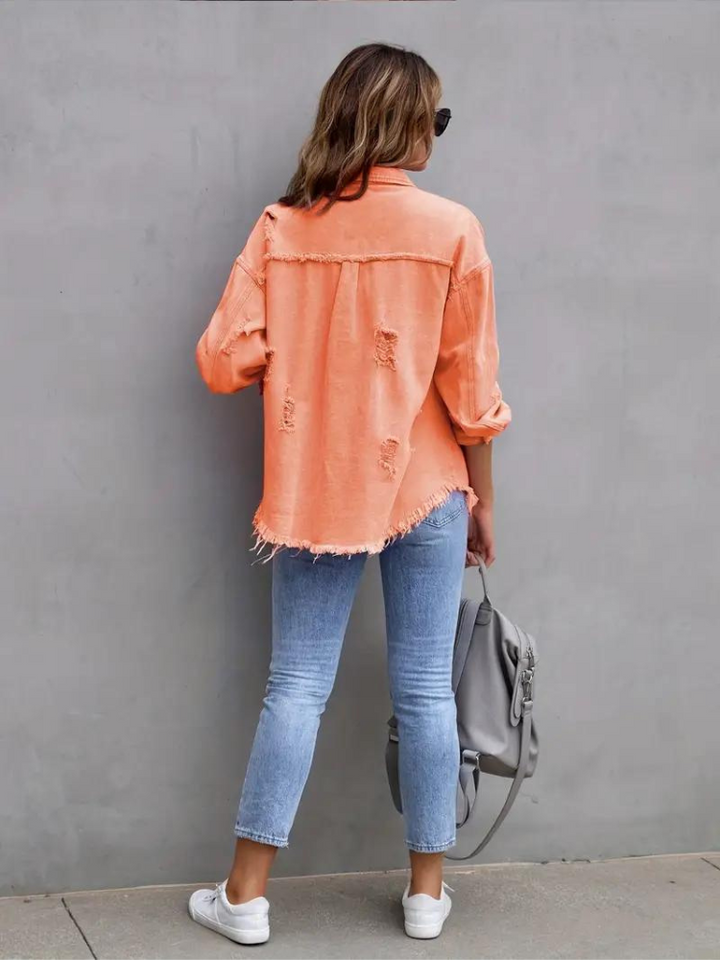 Reese Jeansjacka | Oversized rippad jeansjacka för kvinnor