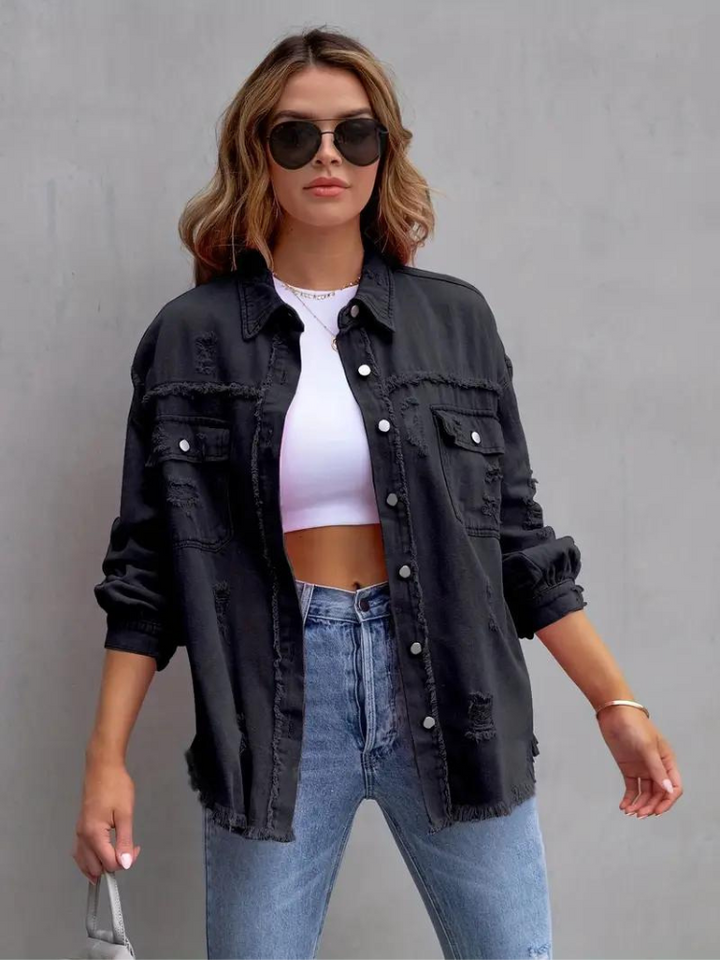 Reese Jeansjacka | Oversized rippad jeansjacka för kvinnor