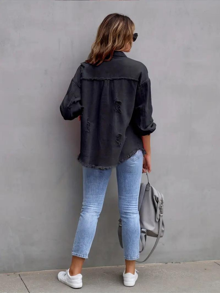 Reese Jeansjacka | Oversized rippad jeansjacka för kvinnor
