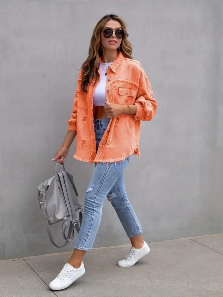 Reese Jeansjacka | Oversized rippad jeansjacka för kvinnor