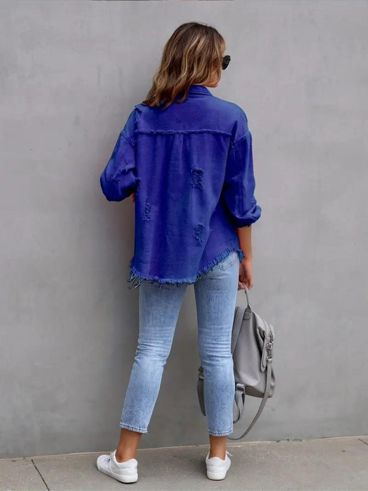 Reese Jeansjacka | Oversized rippad jeansjacka för kvinnor