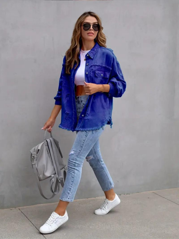 Reese Jeansjacka | Oversized rippad jeansjacka för kvinnor