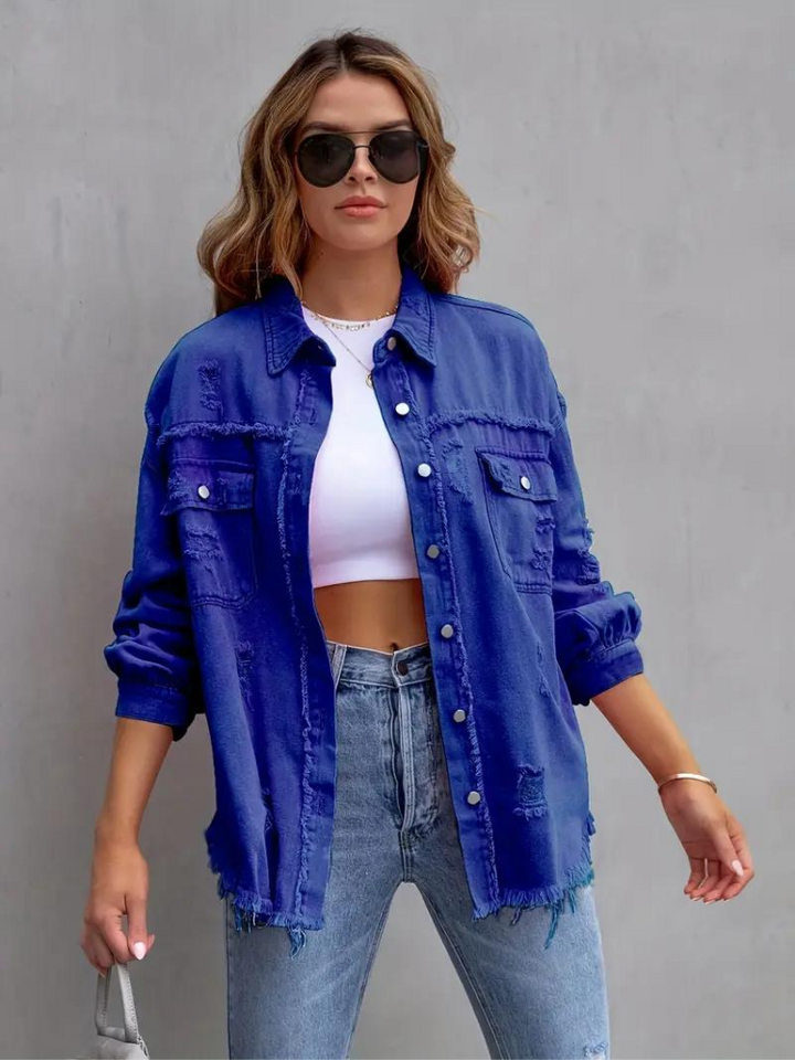 Reese Jeansjacka | Oversized rippad jeansjacka för kvinnor