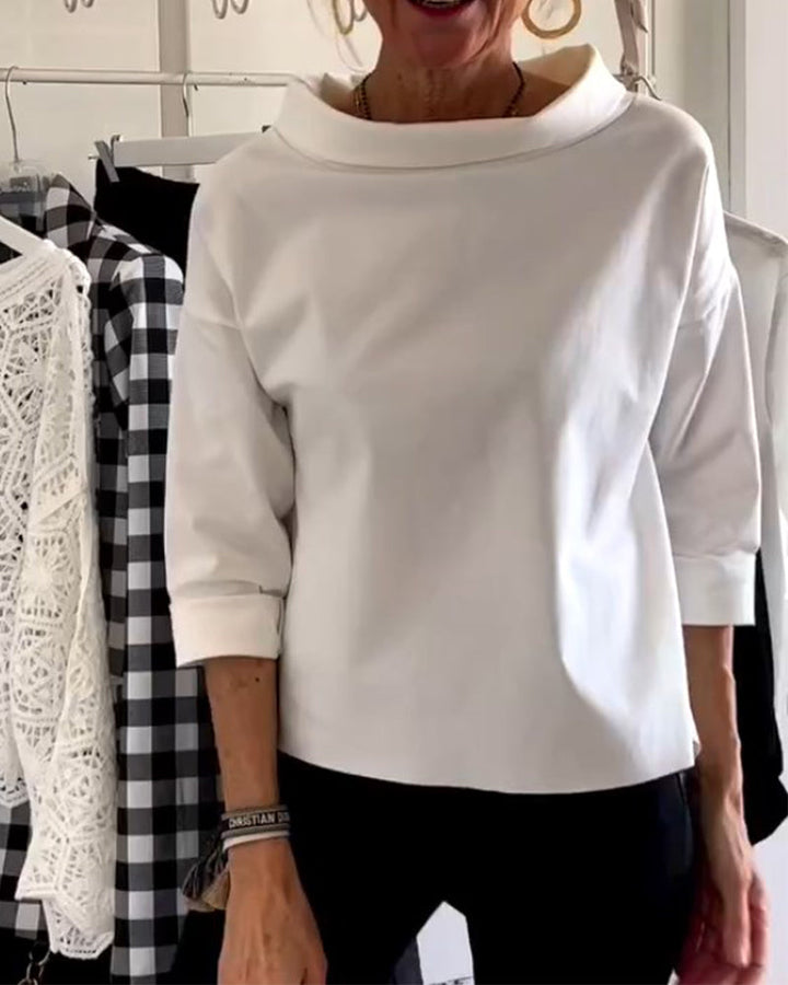 Damtopp i avslappnad passform med polokrage - Joanne