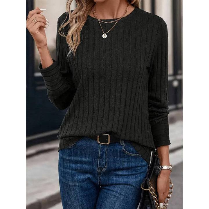 Ribbad tröja - Pullover - Loose Fit - Långärmad topp - Damkläder