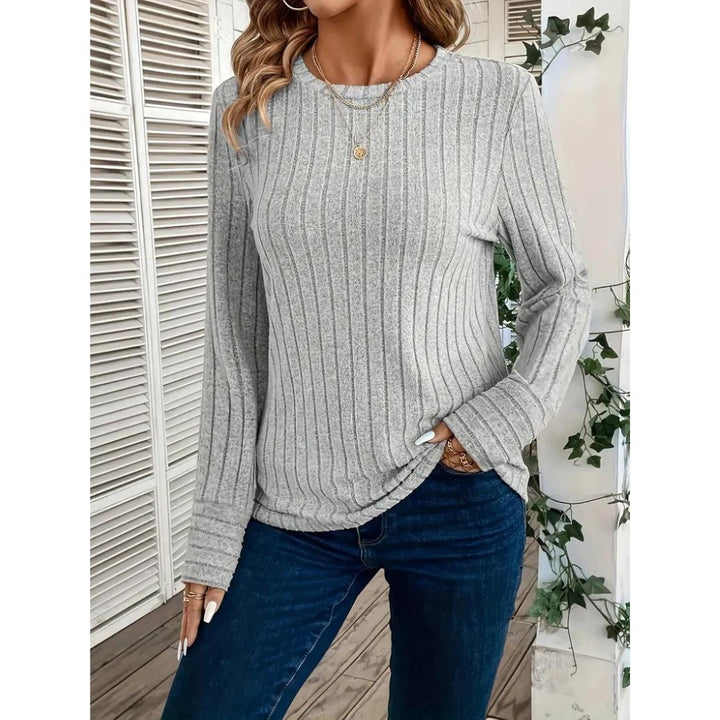 Ribbad tröja - Pullover - Loose Fit - Långärmad topp - Damkläder