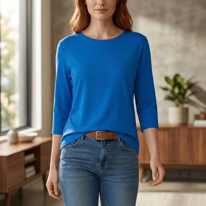Rundhals-T-shirt med trekvartsärmar - Lucienne