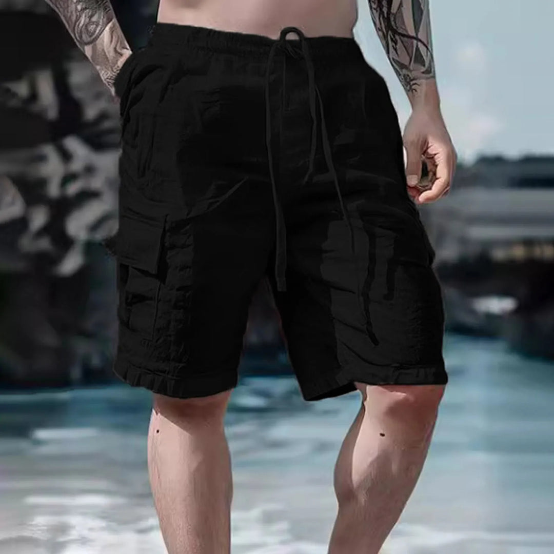 Luftiga herreslinnen-shorts med breda ben och dragsko – Silas
