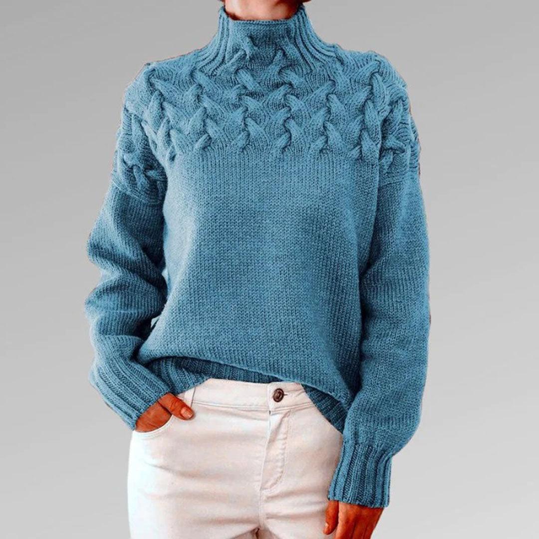 Stickad tröja för damer med krage – Sienna